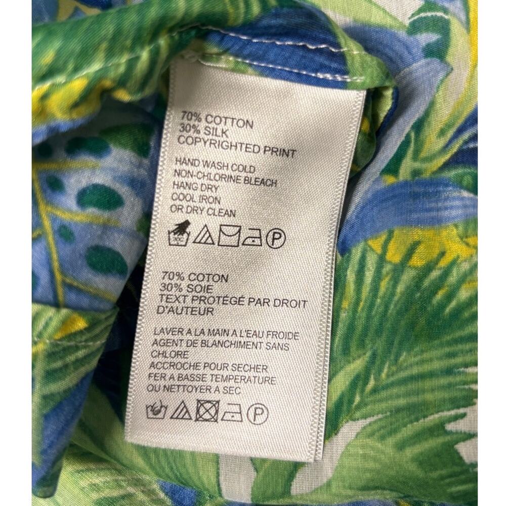 Tommy Bahama Women Tropical Blouse Large Green Blue Floral V Tunic Boho Top - Picture 7 of 7